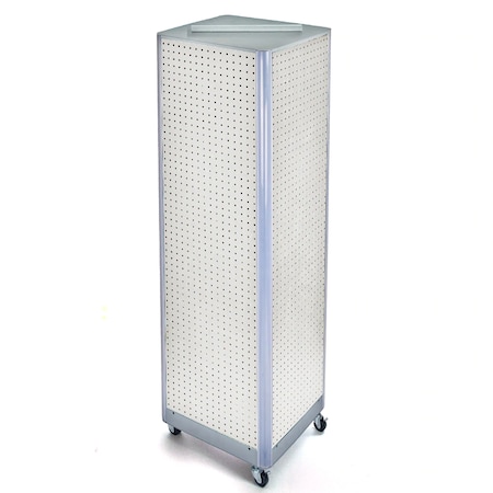 Azar Displays 4-Sided Pegboard Floor Wheeled Display Panel Size:16"W x 64.25"H 700406-WHT